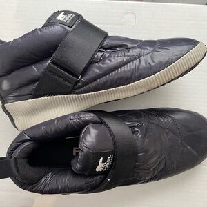 Sorel Black Quilted Puffer Slip-On Sneakers